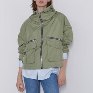 Zara green windbreaker jacket